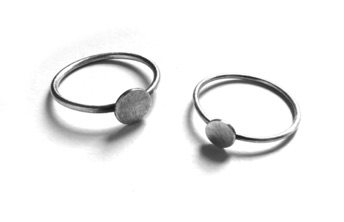 MINI $65 & $60-sterling silver rings with sanding disk texture on dots (16 and 18 gauge wire) made to size specifications